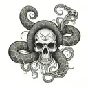 two headed snake skeleton wrapping  tattoo design idea
