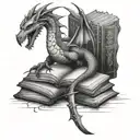 wyvern, books, sword, imagination  tattoo design idea