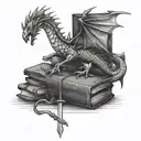 wyvern, books, sword, imagination  tattoo design idea