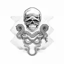 skull and snake tattoo design idea