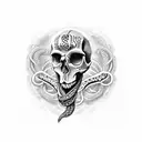 skull and snake tattoo design idea