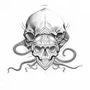 skull and snake tattoo design idea