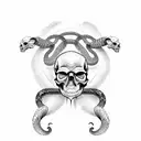 skull and snake tattoo design idea