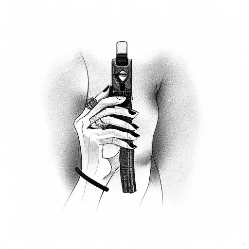 sexy woman holding glock 19 tattoo design idea