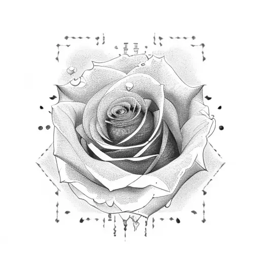 rose with petals and the word Reenu  tattoo design idea