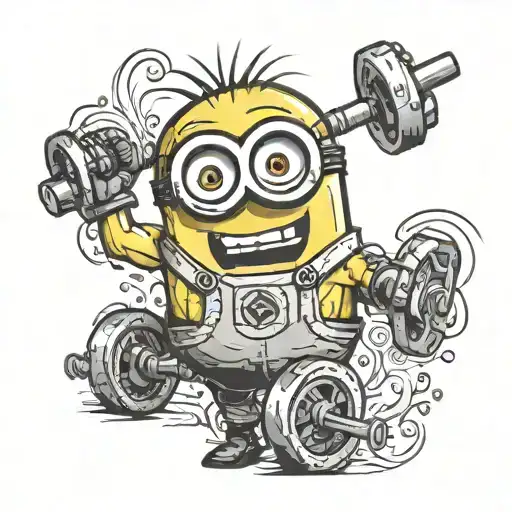 minions barbell tattoo design idea
