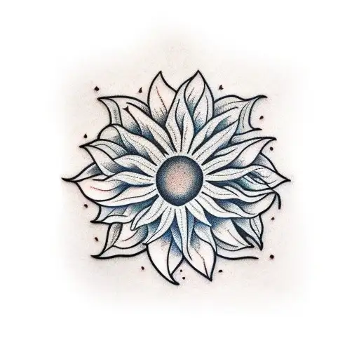 masculine sunflower tattoo on man's chest tattoo design idea