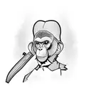 a monkey with suit in peaky blinder style tattoo design idea