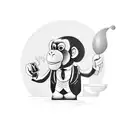 a monkey with suit in peaky blinder style tattoo design idea