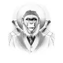 a monkey with suit in peaky blinder style tattoo design idea