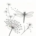 dragonfly, dandelion blowing tattoo design idea