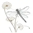 dragonfly, dandelion blowing tattoo design idea