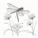 dragonfly, dandelion blowing tattoo design idea