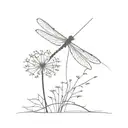dragonfly, dandelion blowing tattoo design idea