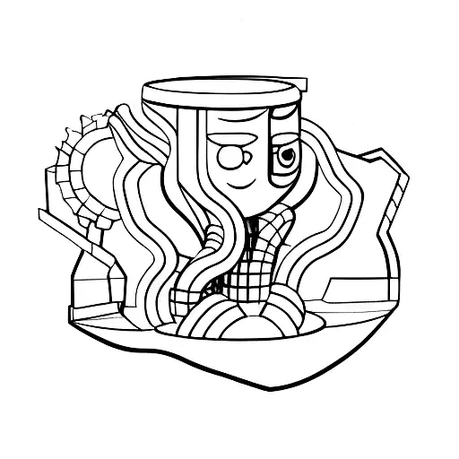 a person like figure HALF inside HALF outside the 3-D like box tattoo design idea