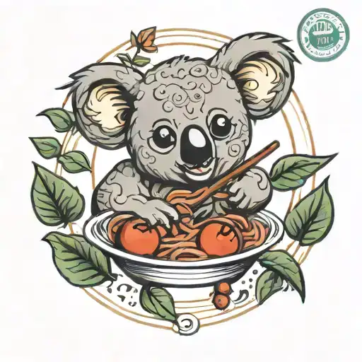 koala tomato pasta tattoo design idea