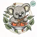 koala tomato pasta tattoo design idea