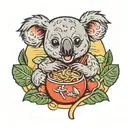 koala tomato pasta tattoo design idea