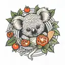 koala tomato pasta tattoo design idea