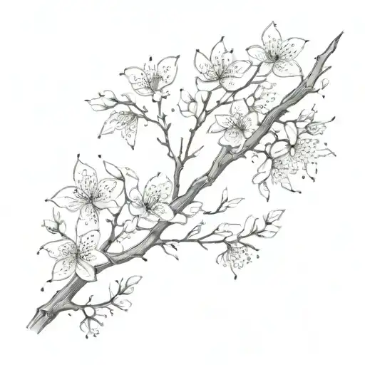 Sakura branches under the night sky tattoo design idea
