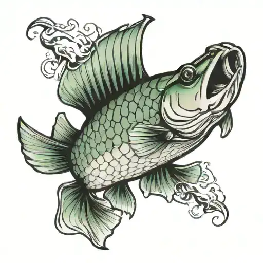 bass fish tattoo design idea