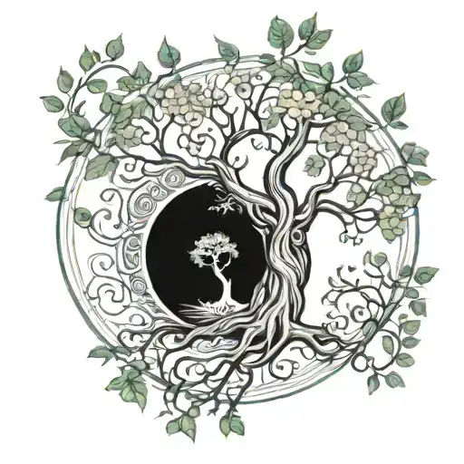 circle of life tree   tattoo design idea