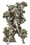 saint christopher walking in the forest tattoo design idea