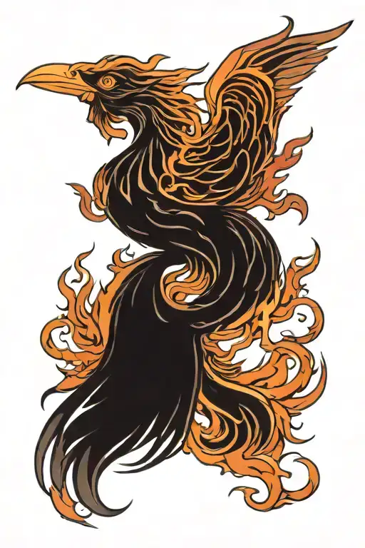 phoenix rising from flames tattoo design idea