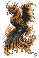 phoenix rising from flames tattoo design idea