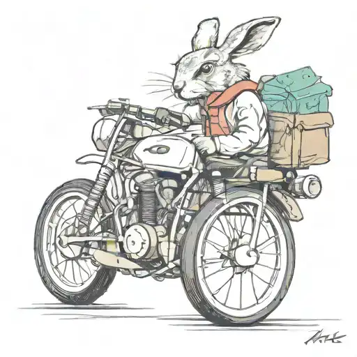 hare motorcycle tattoo design idea