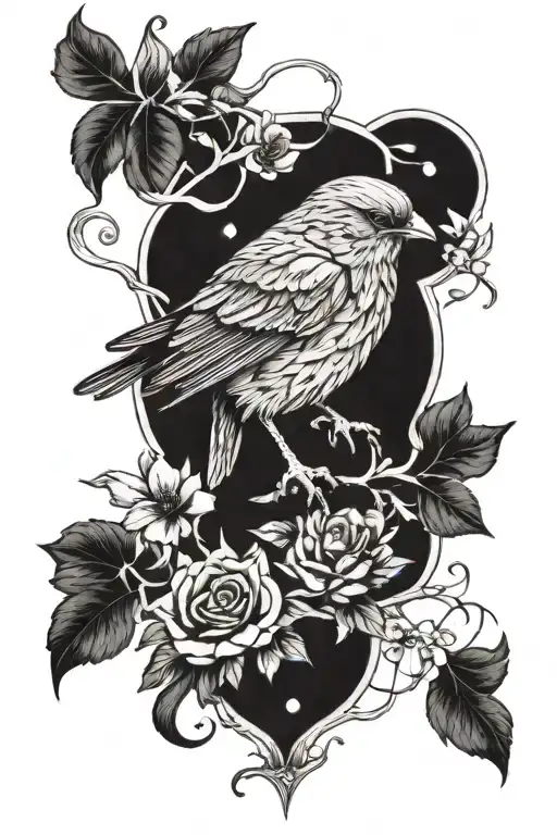 zodiac sign leo and bird nightingale tattoo design idea
