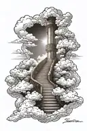 Stairway To Heaven with Clouds and Light tattoo design idea