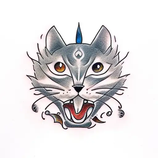 The shadow of 8 cats and a dragon tattoo design idea