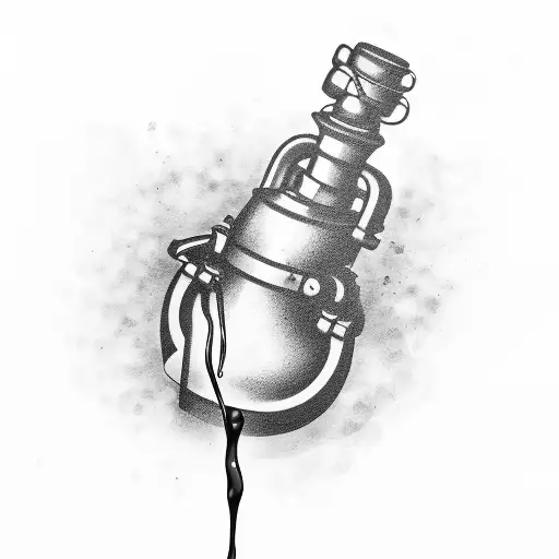 A minimalist design of a wine pump with elegant typography of the word 'oenologic' tattoo design idea