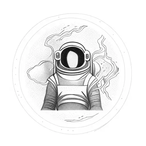 astronaut floating in the space crossing a portal tattoo design idea