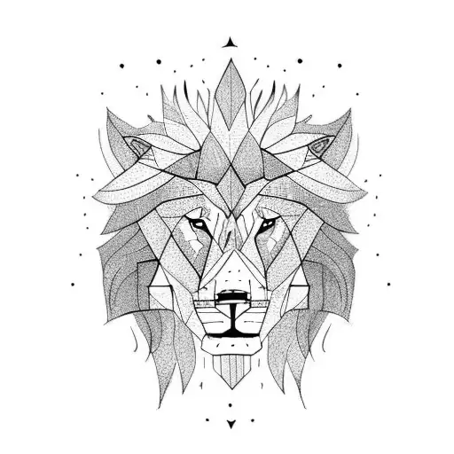 lion an wolf half splitted tattoo design idea