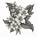 iri flower, gladiola flower, cosmo flower bouquet tattoo design idea