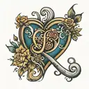 letter J inside the heart tattoo design idea