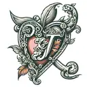letter J inside the heart tattoo design idea