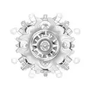 A minimalist design of a circular gear shifter with two jasmine flowers intertwined around it tattoo design idea