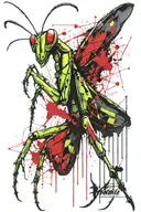 praying mantis tattoo design idea