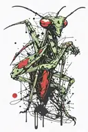 praying mantis tattoo design idea