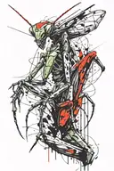 praying mantis tattoo design idea