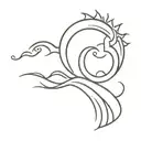 sun and wave merging tattoo design idea