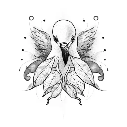 seagull with leaves  tattoo design idea