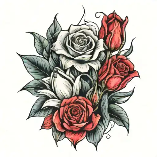 roses and tulips tattoo design idea
