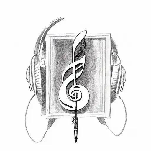 music stave with a treble clef and the notes a b b a but the first b is backwards tattoo design idea
