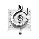 music stave in treble clef and the notes a b b a but the first b is backwards tattoo design idea