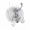 music stave in treble clef and the notes a b b a but the first b is backwards tattoo design idea