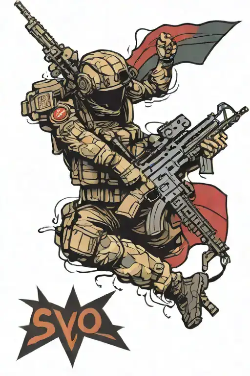 SVO special forces, on the flag is Akhmat, below is the line of the second assault company tattoo design idea